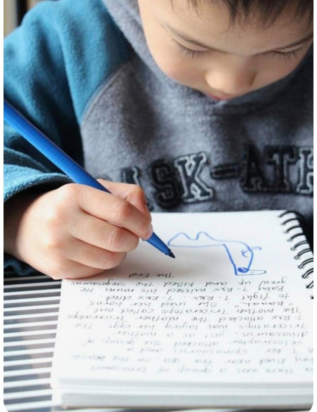 Child learning and writing with confidence